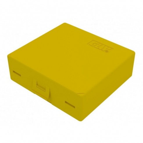 GLW-Slide box PS, 90 x 90 x 32 mm, yellow, 25 pl., snap lock