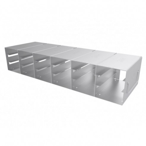 Stainless steel rack, 6x3 pl. for 31 mm slideboxes, 546 x 186 x 165 mm