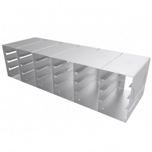 Stainless steel rack, 6x4 pl. for 31 mm slideboxes, 546 x 186 x 165 mm