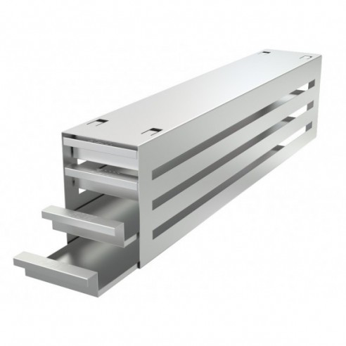 Stainless steel drawer rack, 4x3 pl. for slide boxes, 540 x 141 x 96 mm