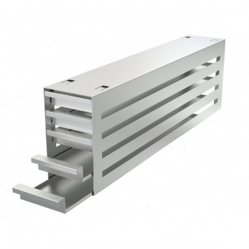 Stainless steel drawer rack, 5x3 pl. for slide boxes, 540 x 175 x 96 mm