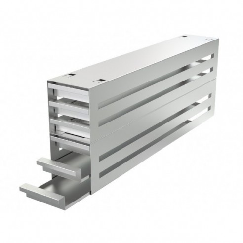 Stainless steel drawer rack, 6x3 pl. for slide boxes, 540 x 210 x 96 mm