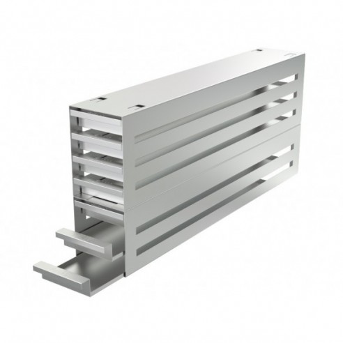 Stainless steel drawer rack, 7x3 pl. for slide boxes, 540 x 245 x 96 mm