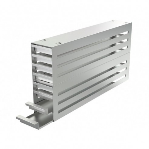 Stainless steel drawer rack, 8x3 pl. for slide boxes, 540 x 280 x 96 mm