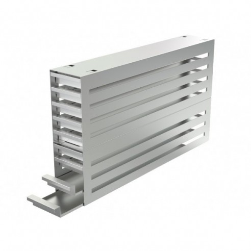 Stainless steel drawer rack, 9x3 pl. for slide boxes, 540 x 315 x 96 mm