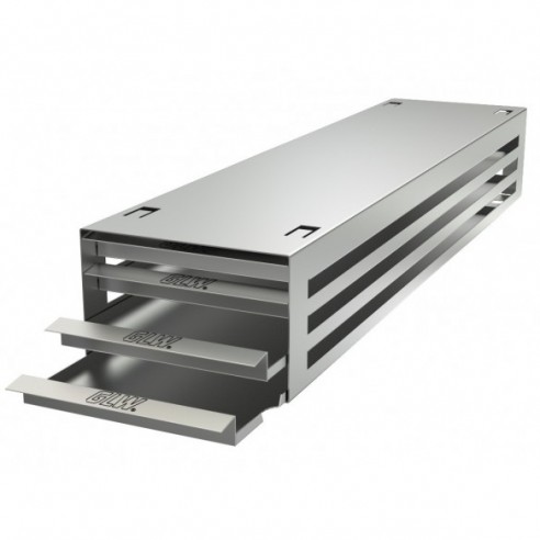 Stainless steel drawer rack, 4x6 pl. f. microtest plates, 540 x 91 x 135 mm