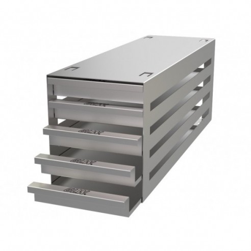 Stainless steel drawer rack, 5x3 pl. 29 mm, 410 x 162 x 135 mm