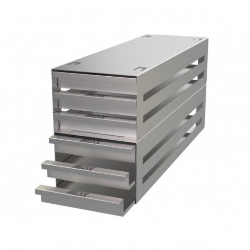 Stainless steel drawer rack, 6x3 pl. 29 mm, 410 x 194 x 135 mm
