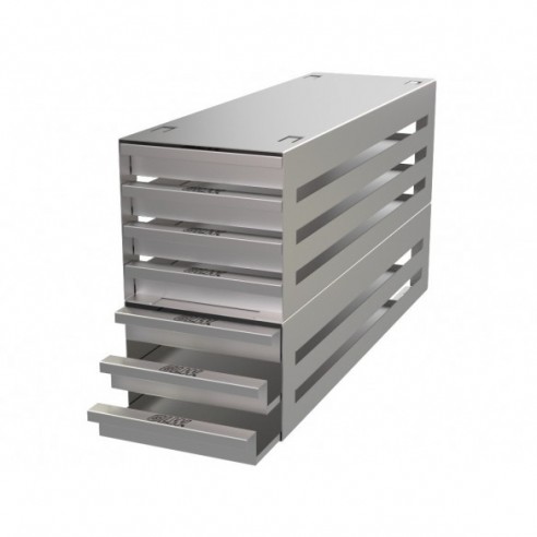 Stainless steel drawer rack, 7x3 pl. 29 mm, 410 x 226 x 135 mm