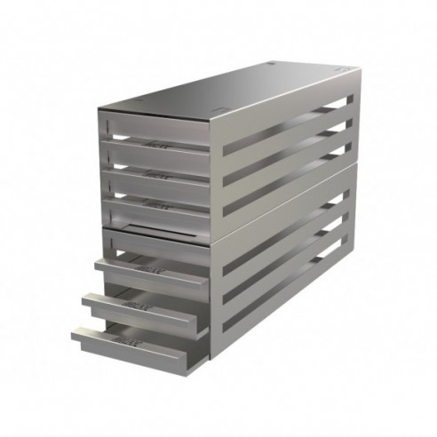 Stainless steel drawer rack, 8x3 pl. 29 mm, 410 x 258 x 135 mm
