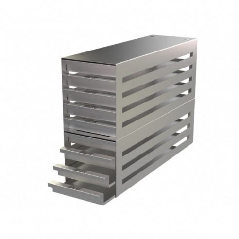 Stainless steel drawer rack, 9x3 pl. 29 mm, 410 x 290 x 135 mm