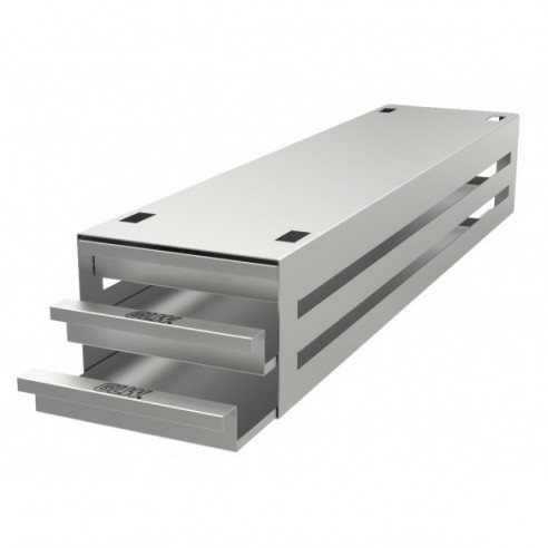 Stainless steel drawer rack, 3x4 pl. 29 mm, 540 x 98 x 135 mm
