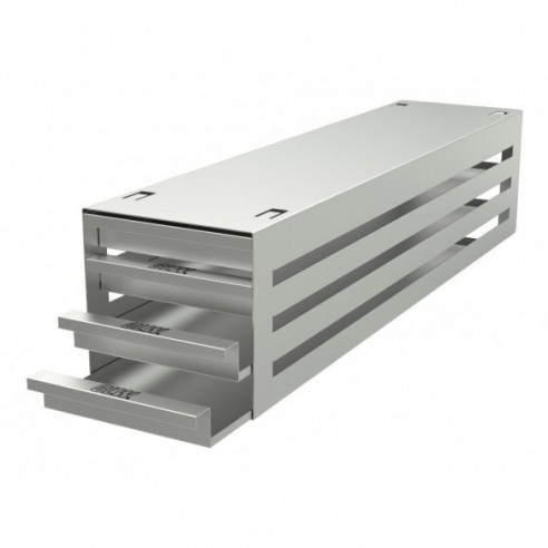 Stainless steel drawer rack, 4x4 pl. 29 mm, 540 x 130 x 135 mm