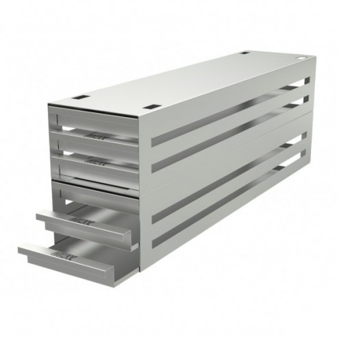 Stainless steel drawer rack, 6x4 pl. 29 mm, 540 x 194 x 135 mm