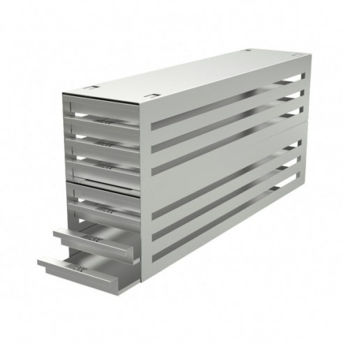 Stainless steel drawer rack, 8x4 pl. 29 mm, 540 x 258 x 135 mm