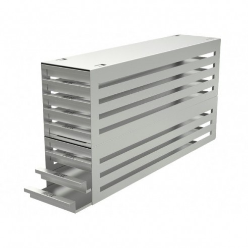 Stainless steel drawer rack, 2x3 pl. 54 mm, 410 x 117 x 135 mm