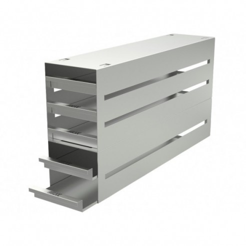 Stainless steel drawer rack, 5x4 pl., 540 x 320 x 135 mm, for boxes up to 130x130x62mm