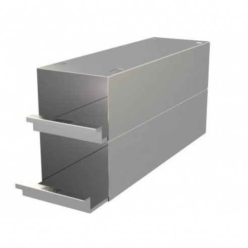 Stainless steel drawer rack, 2x3 pl. 98 mm, 410 x 203 x 135 mm