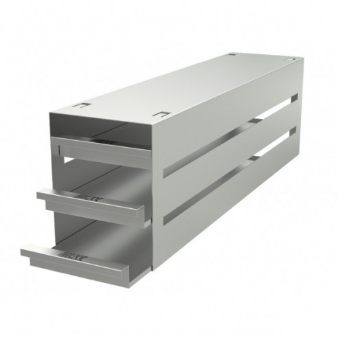 Stainless steel drawer rack, 3x4 pl., 565 x 173 x 142 mm, for boxes up to 136x136x54mm
