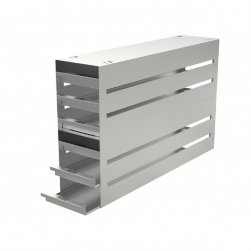 Stainless steel drawer rack, 6x4 pl., 565 x 345 x 142 mm, for boxes up to 136x136x54mm