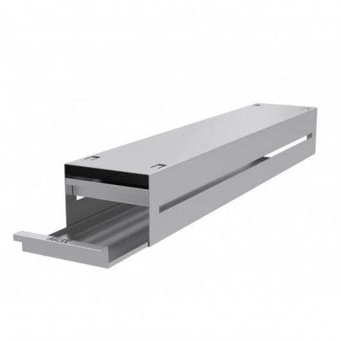 Stainless steel drawer rack, 2x4 pl., 688 x 117 x 142 mm, for boxes up to 133x133x54mm