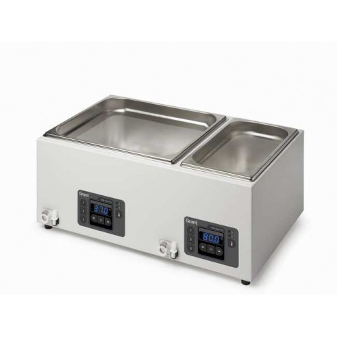 Water bath, digital, 5 & 12L dual ambient +5 to 99°C, includes clear lids, drains and base trays