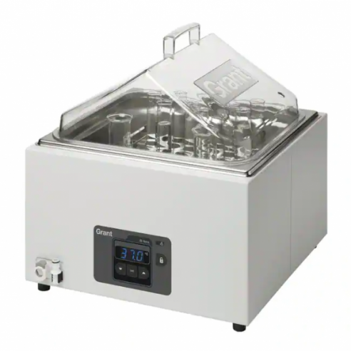 Water bath, digital, 12L ambient +5 to 95°C, includes clear lid, drain and base tray