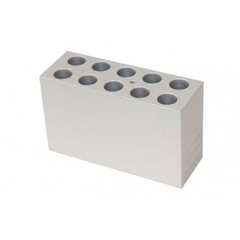 Interchangeable block for QBD & QBH extra deep block, for 10 x Ø 17mm Falcon tubes, holes 75mm deep
