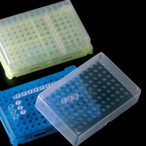 GRADILLA 96 PCR C/TAPA AMARILL  5uds