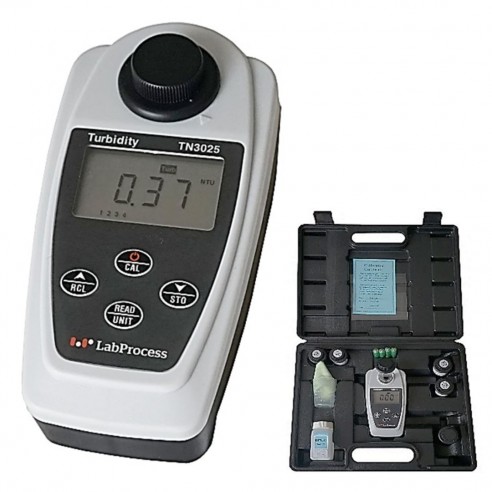 Turbidímetro portátil TN3025, luz infrarroja, 0 a 1000 NTU calibración 4 puntos, 4 escalas, con maleta, patrones y viales