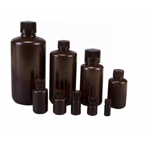 Reagent Bottle with cap, Narrow mouth, HDPE, 15mL, Amber, case / 6x12 pcs.