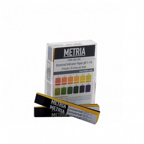 Papel Indicador de pH en tiras, pH 1,0 - pH 3,5 a intervalo de 0,5 pH, 10 x 20 tiras/caja