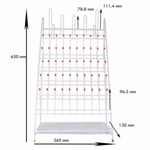 Escurridor para material de laboratorio, 650 x 360, 55 pos.