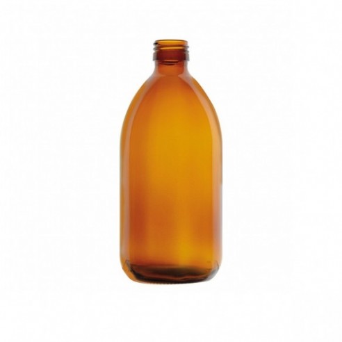 Frasco de vidrio boca estrecha, PP28, ámbar, 250 ml, 60 uds