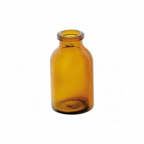 Vial inyectable de vidrio ámbar tipo III, boca 20 mm, vol. 20 ml, 120 uds