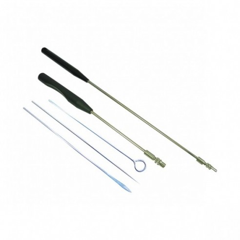 Set mango de Kolle con dos asas de siembra de Ni-Cr, mango corto (200 mm)